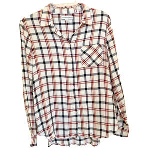Plaid Button-Down Shirt - Alexander Jordan Womens Size M - Rayon Fabric button u